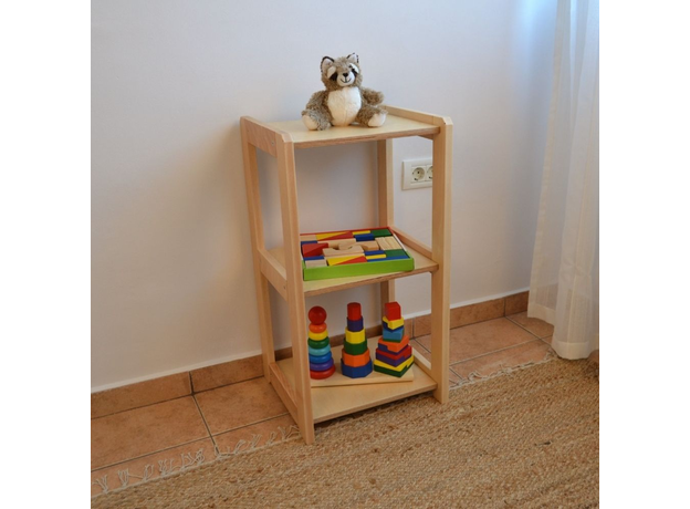 Montessori Toddler Toy Shelf for Toys and Books (H3 L1 R3) | Natural, image , 2 image