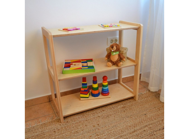 Montessori Toddler Toy Shelf for Toys and Books (H3 L2 R3) | Natural, image , 2 image