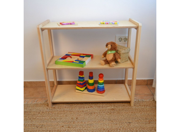 Montessori Toddler Toy Shelf for Toys and Books (H3 L2 R3) | Natural, image , 4 image