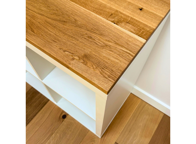 Solid Oak Wood Top Panel Ikea Kallax Shelf (W2) Colorless Oil, image , 4 image