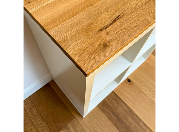 Solid Oak Wood Top Panel Ikea Kallax Shelf (W2) Colorless Oil, image , 3 image